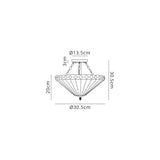 Wearne 2 Light Semi Flush E27 With 30cm Tiffany Shade, Amber/Cream/Crystal/Aged Antique Brass