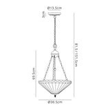 Wearne 2 Light Uplighter Pendant E27 With 30cm Tiffany Shade, Amber/Cream/Crystal/Aged Antique Brass