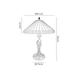 Wearne 2 Light Curved Table Lamp E27 With 40cm Tiffany Shade, Amber/Cream/Crystal/Aged Antique Brass
