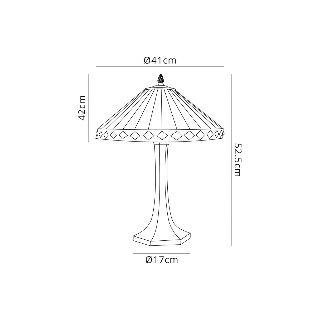 Wearne 2 Light Octagonal Table Lamp E27 With 40cm Tiffany Shade, Amber/Cream/Crystal/Aged Antique Brass