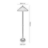Wearne 2 Light Leaf Design Floor Lamp E27 With 40cm Tiffany Shade, Amber/Cream/Crystal/Aged Antique Brass