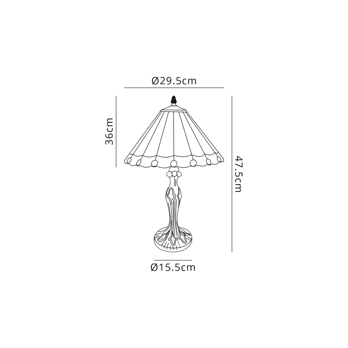 Williams 1 Light Curved Table Lamp E27 With 30cm Tiffany Shade, Green/Cream/Crystal/Aged Antique Brass