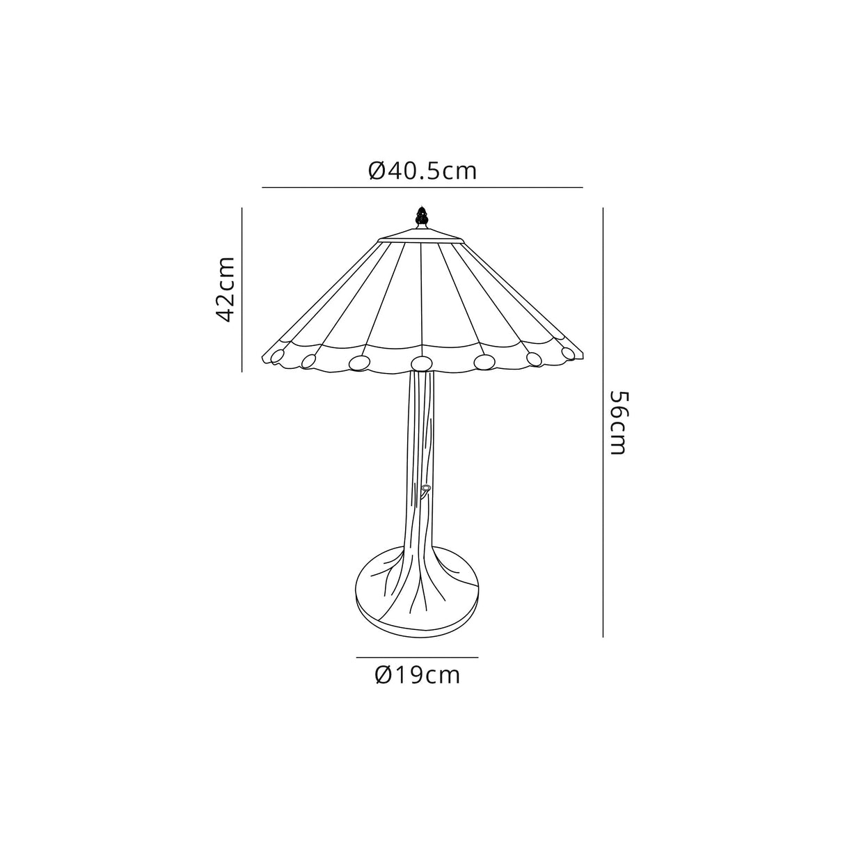 Williams 2 Light Tree Like Table Lamp E27 With 40cm Tiffany Shade, Green/Cream/Crystal/Aged Antique Brass