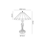 Williams 2 Light Curved Table Lamp E27 With 40cm Tiffany Shade, Green/Cream/Crystal/Aged Antique Brass