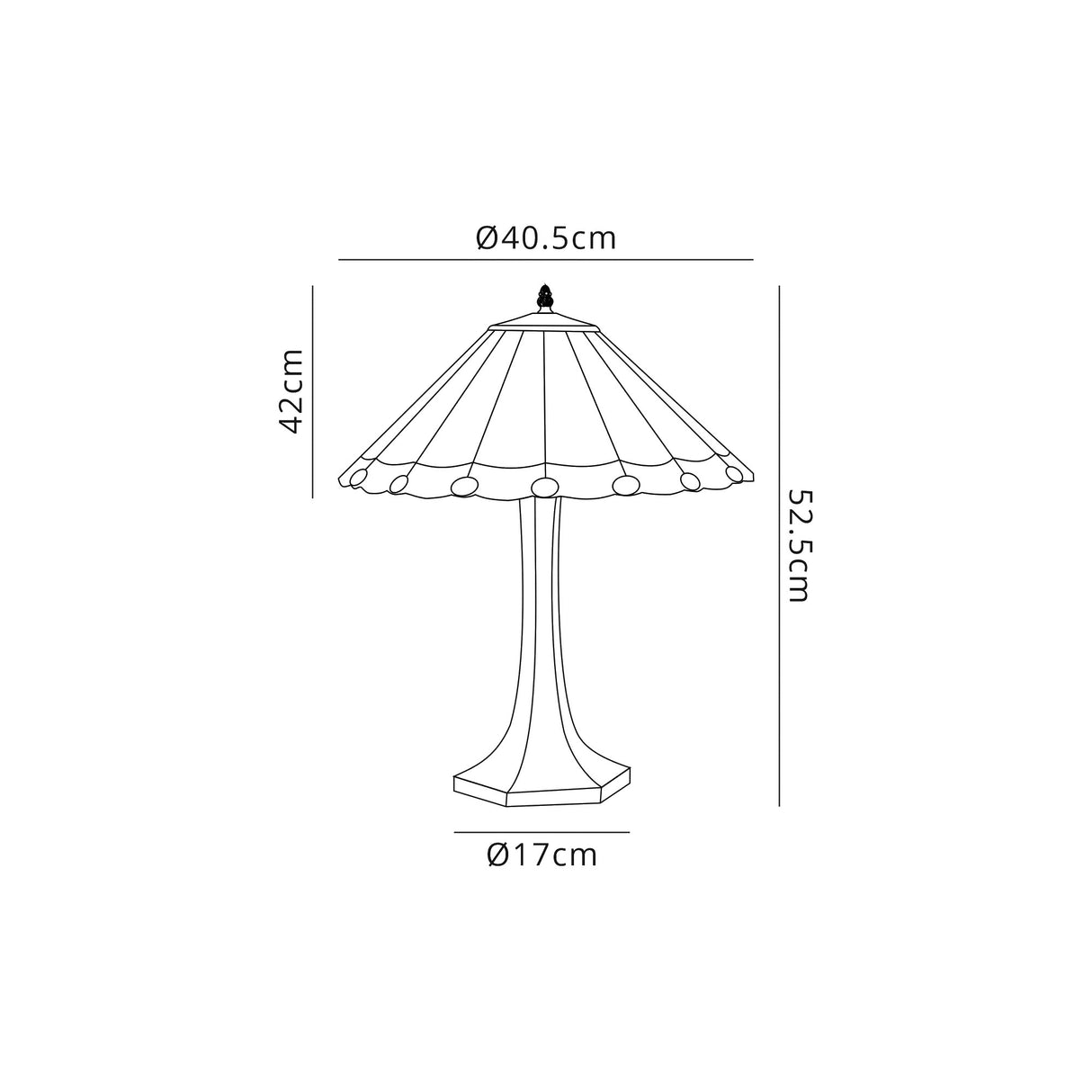 Williams 2 Light Octagonal Table Lamp E27 With 40cm Tiffany Shade, Amber/Cream/Crystal/Aged Antique Brass