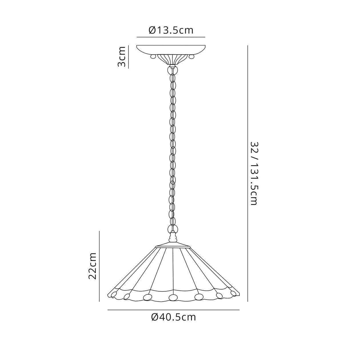 Williams 1 Light Downlighter Pendant E27 With 40cm Tiffany Shade, Amber/Cream/Crystal/Aged Antique Brass