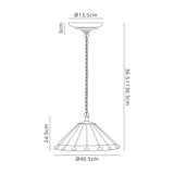 Williams 2 Light Downlighter Pendant E27 With 40cm Tiffany Shade, Amber/Cream/Crystal/Aged Antique Brass