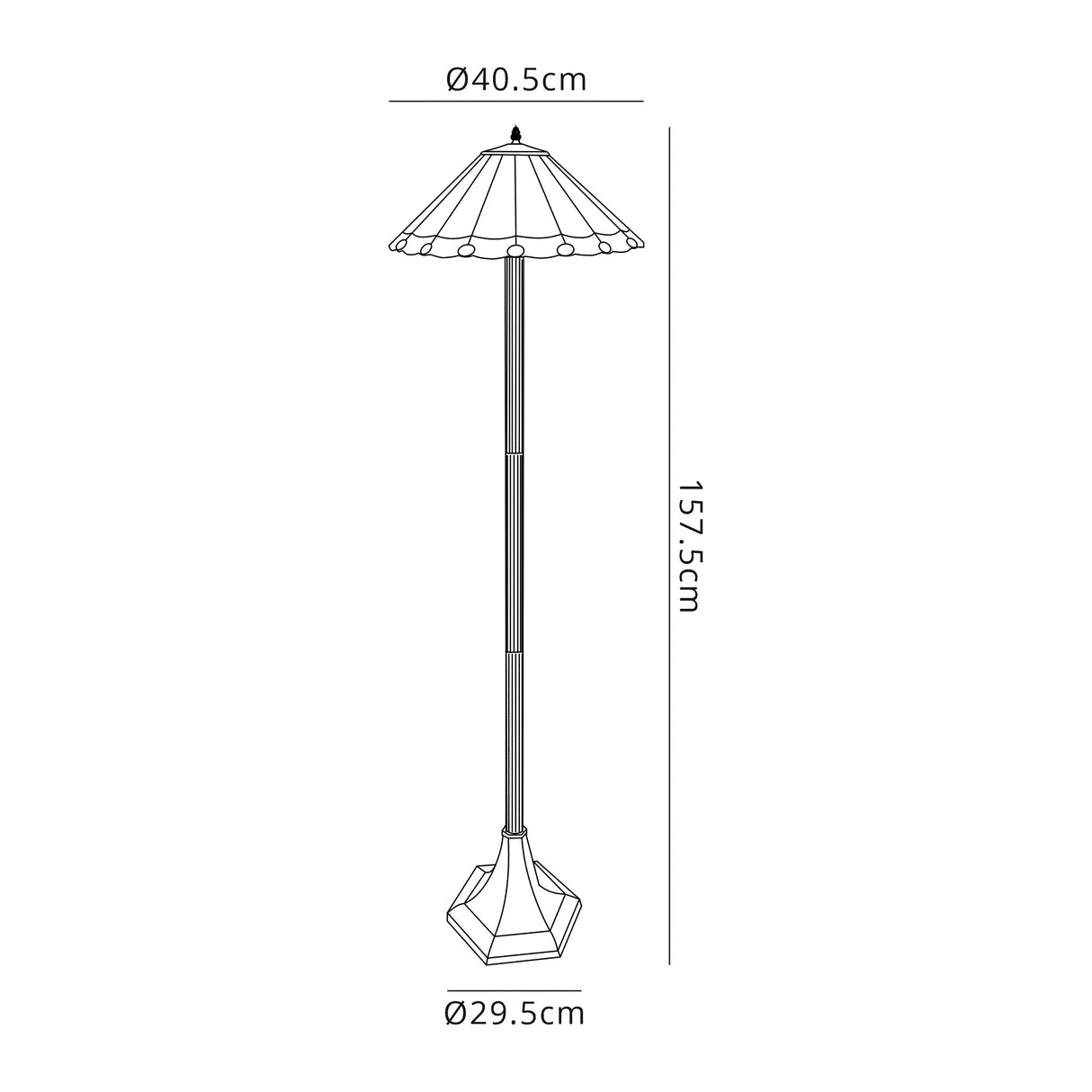 Williams 2 Light Octagonal Floor Lamp E27 With 40cm Tiffany Shade, Red/Cream/Crystal/Aged Antique Brass