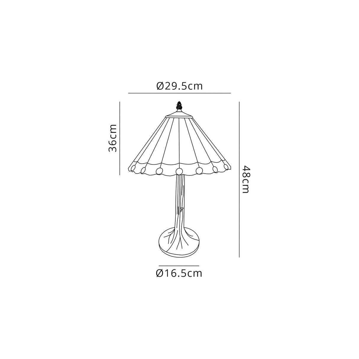 Williams 1 Light Tree Like Table Lamp E27 With 30cm Tiffany Shade, Grey/Cream/Crystal/Aged Antique Brass