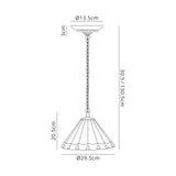 Williams 1 Light Downlighter Pendant E27 With 30cm Tiffany Shade, Grey/Cream/Crystal/Aged Antique Brass