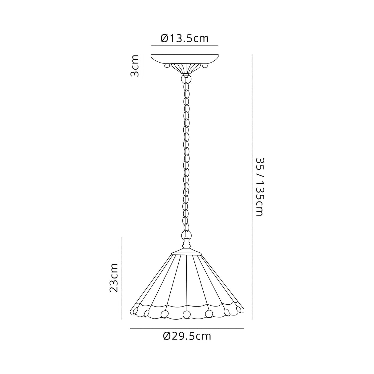 Williams 3 Light Downlighter Pendant E27 With 30cm Tiffany Shade, Grey/Cream/Crystal/Aged Antique Brass