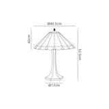 Williams 2 Light Octagonal Table Lamp E27 With 40cm Tiffany Shade, Grey/Cream/Crystal/Aged Antique Brass