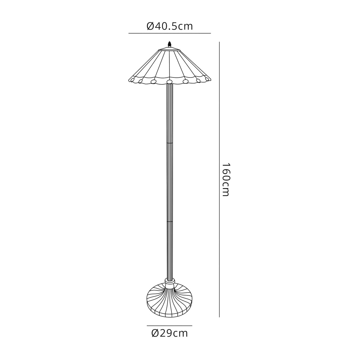 Williams 2 Light Stepped Design Floor Lamp E27 With 40cm Tiffany Shade, Grey/Cream/Crystal/Aged Antique Brass