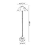 Williams 2 Light Stepped Design Floor Lamp E27 With 40cm Tiffany Shade, Grey/Cream/Crystal/Aged Antique Brass