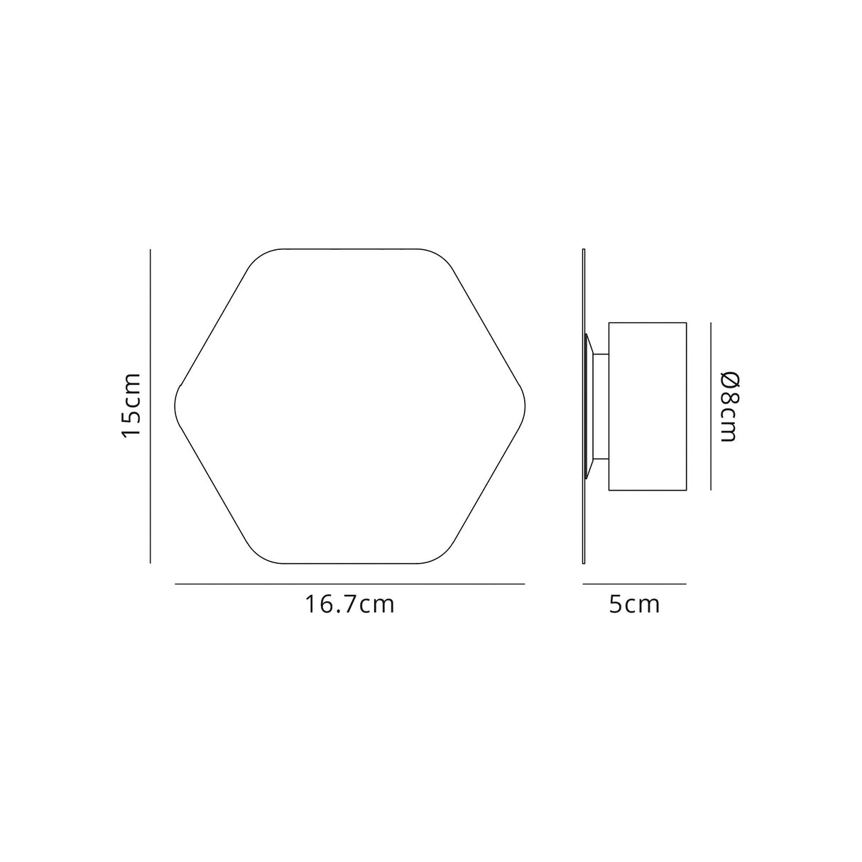 Proctor Magnetic Base Wall Lamp, 12W LED 3000K 498lm, 15cm Horizontal Hexagonal, Sand White