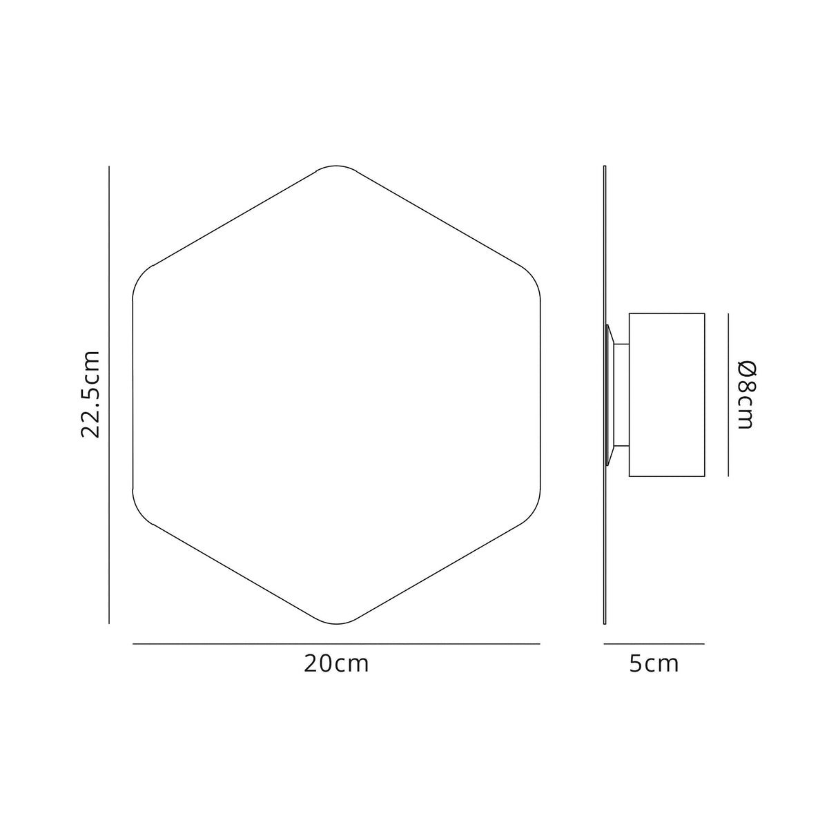 Proctor Magnetic Base Wall Lamp, 12W LED 3000K 498lm, 20cm Vertical Hexagonal, Sand White