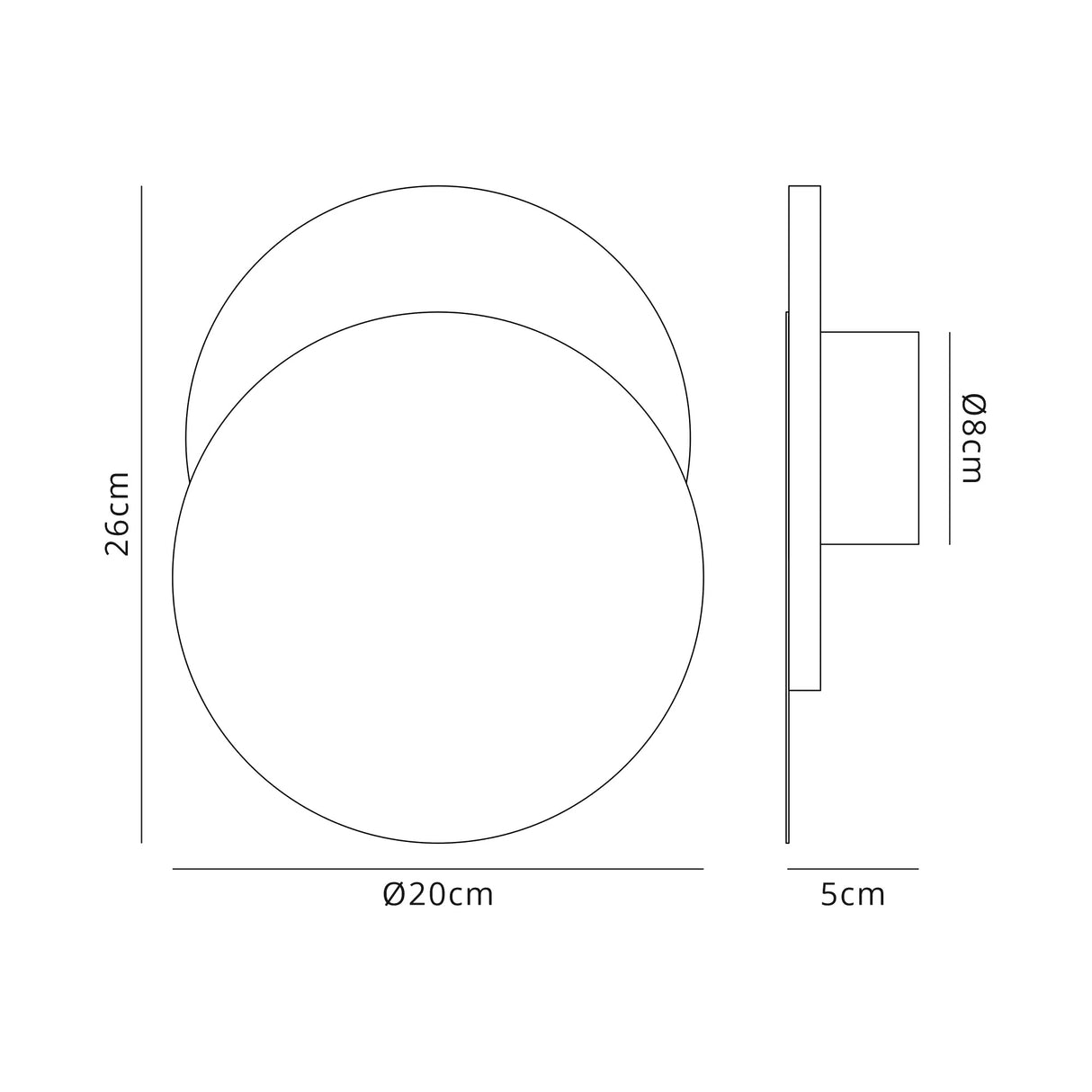 Proctor Magnetic Base Wall Lamp, 12W LED 3000K 498lm, 20/19cm Round Bottom Offset, Sand White/Acrylic Frosted Diffuser