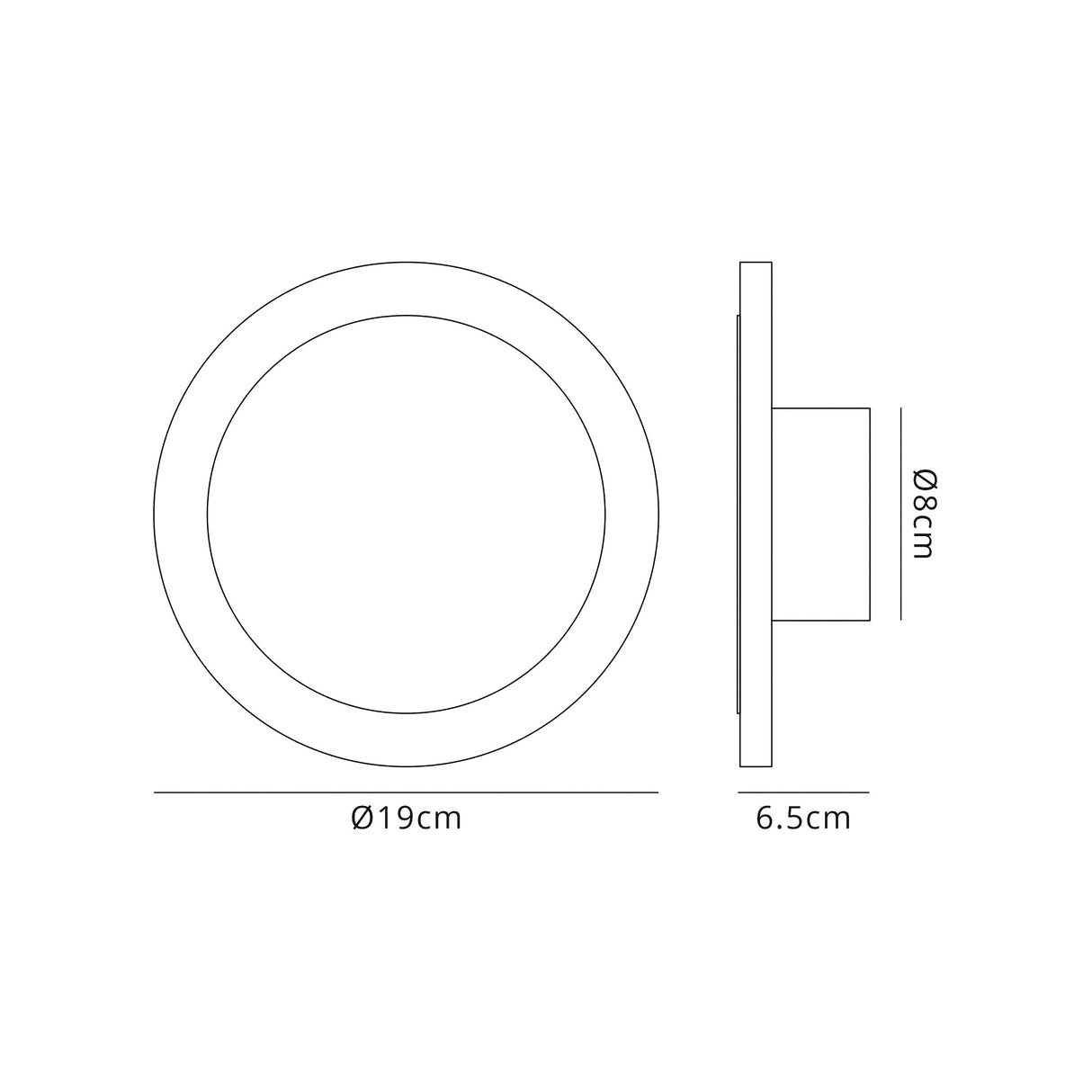 Proctor Magnetic Base Wall Lamp, 12W LED 3000K 498lm, 15/19cm Round Centre, Sand White/Acrylic Frosted Diffuser