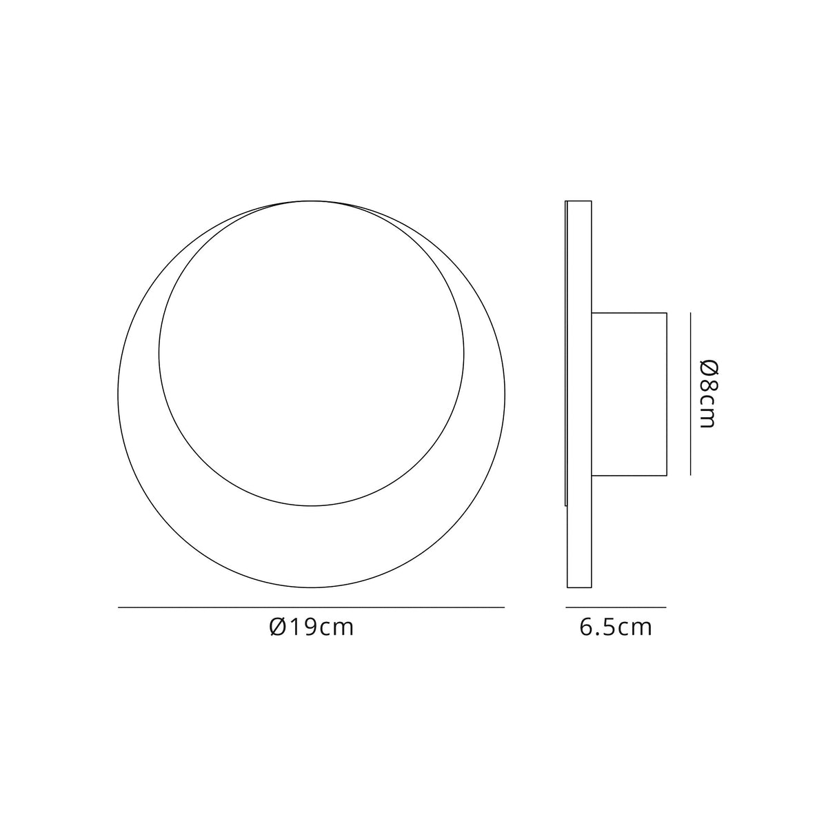 Proctor Magnetic Base Wall Lamp, 12W LED 3000K 498lm, 15/19cm Round Top Offset, Sand White/Acrylic Frosted Diffuser