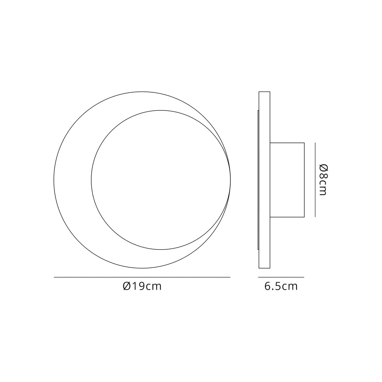 Proctor Magnetic Base Wall Lamp, 12W LED 3000K 498lm, 15/19cm Round Right Offset, Sand White/Acrylic Frosted Diffuser
