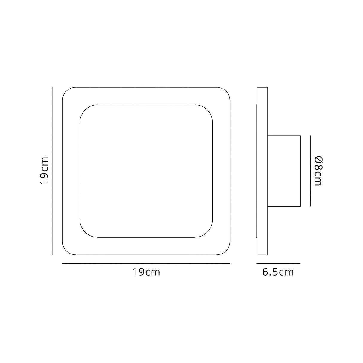 Proctor Magnetic Base Wall Lamp, 12W LED 3000K 498lm, 15/19cm Square Centre, Sand White/Acrylic Frosted Diffuser