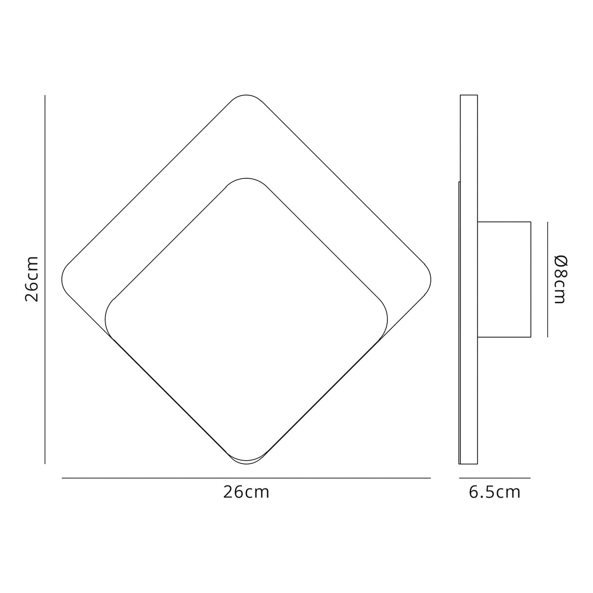 Proctor Magnetic Base Wall Lamp, 12W LED 3000K 498lm, 15/19cm Diamond Bottom Offset, Sand White/Acrylic Frosted Diffuser