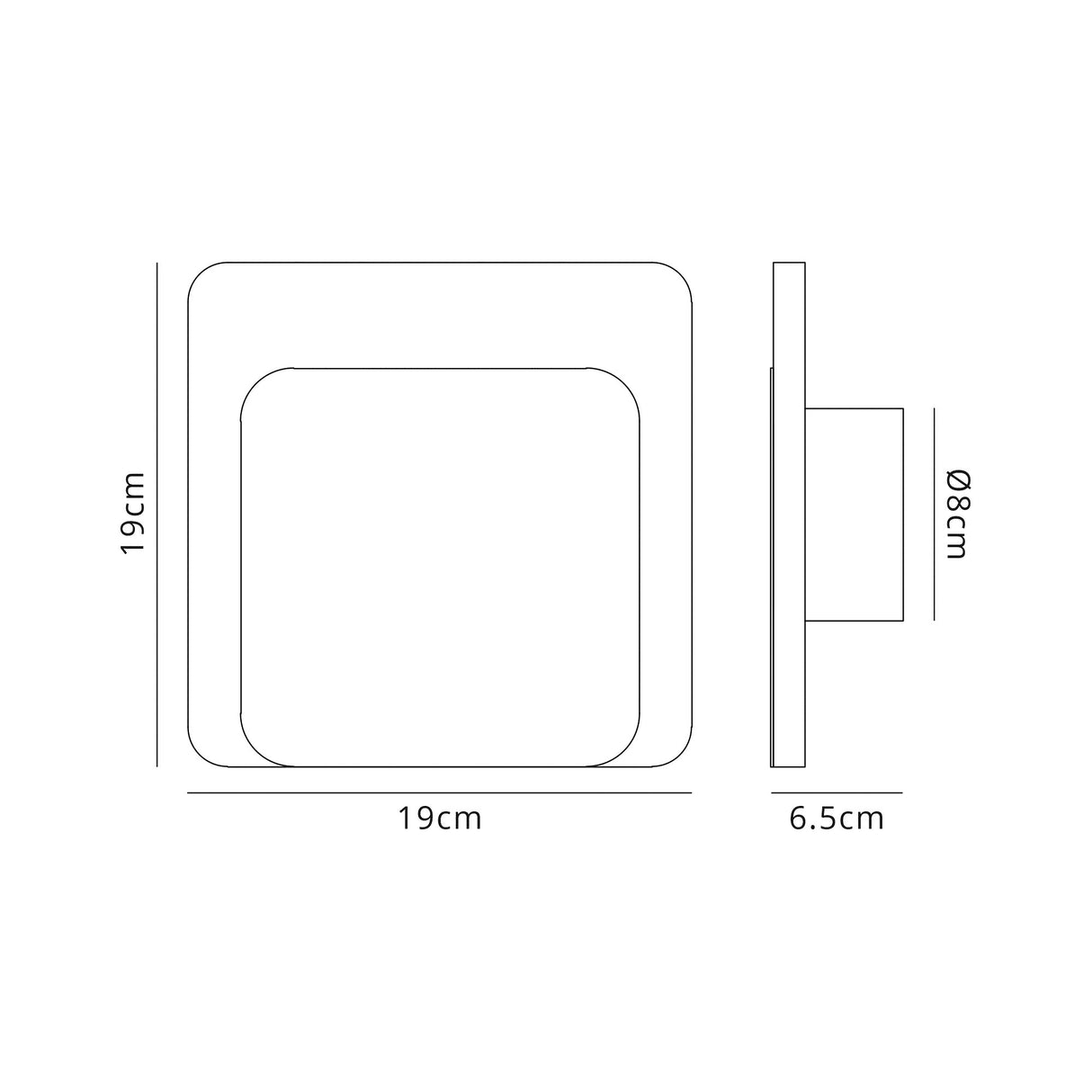 Proctor Magnetic Base Wall Lamp, 12W LED 3000K 498lm, 15/19cm Square Bottom Offset, Sand White/Acrylic Frosted Diffuser