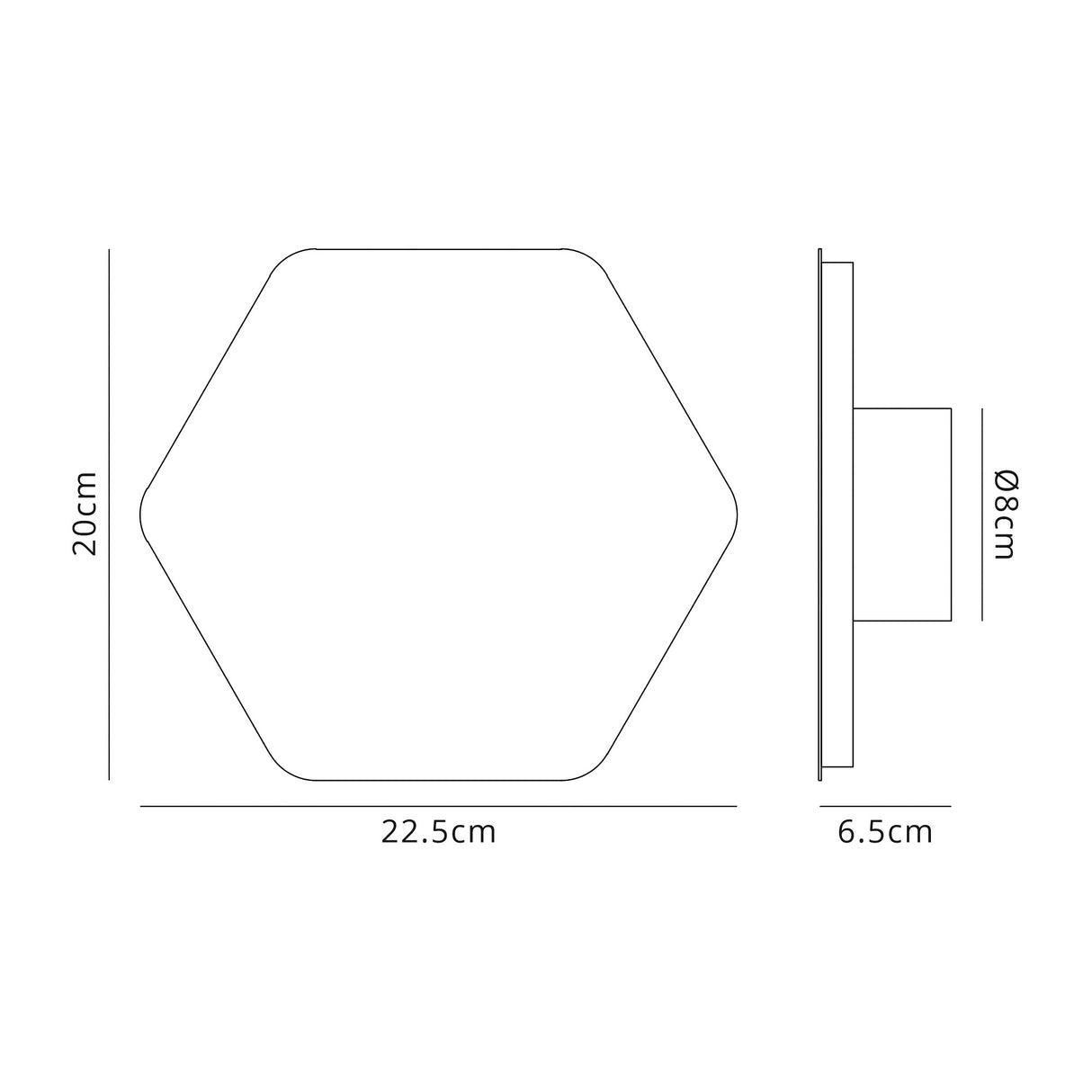 Proctor Magnetic Base Wall Lamp, 12W LED 3000K 498lm, 20/19cm Horizontal Hexagonal Centre, Sand White/Acrylic Frosted Diffuser