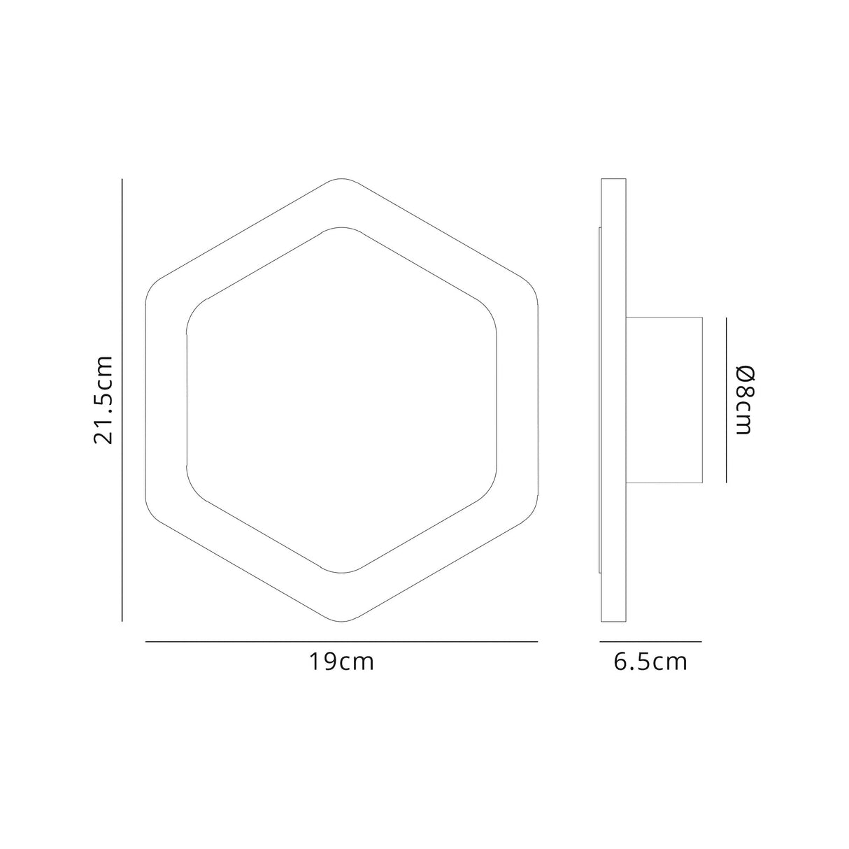 Proctor Magnetic Base Wall Lamp, 12W LED 3000K 498lm, 15/19cm Vertical Hexagonal Centre, Sand White/Acrylic Frosted Diffuser