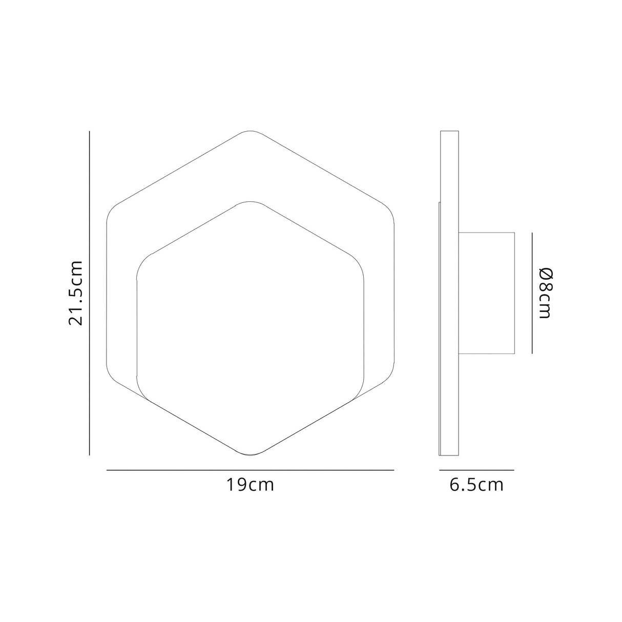 Proctor Magnetic Base Wall Lamp, 12W LED 3000K 498lm, 15/19cm Vertical Hexagonal Bottom Offset, Sand White/Acrylic Frosted Diffuser