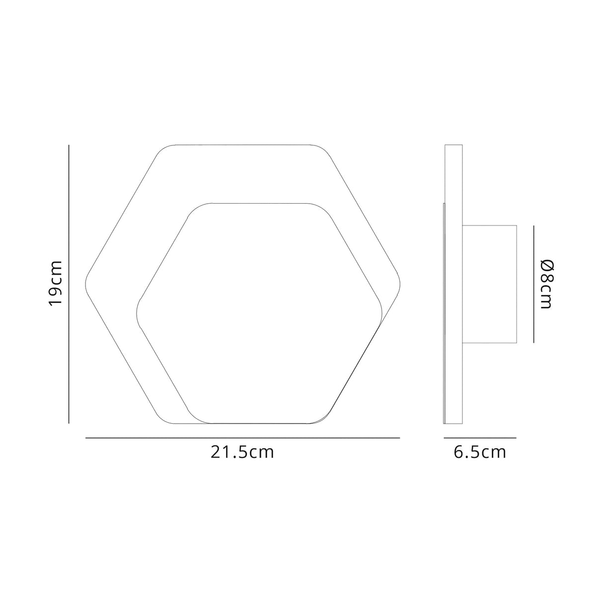 Proctor Magnetic Base Wall Lamp, 12W LED 3000K 498lm, 15/19cm Horizontal Hexagonal Right Offset, Sand White/Acrylic Frosted Diffuser