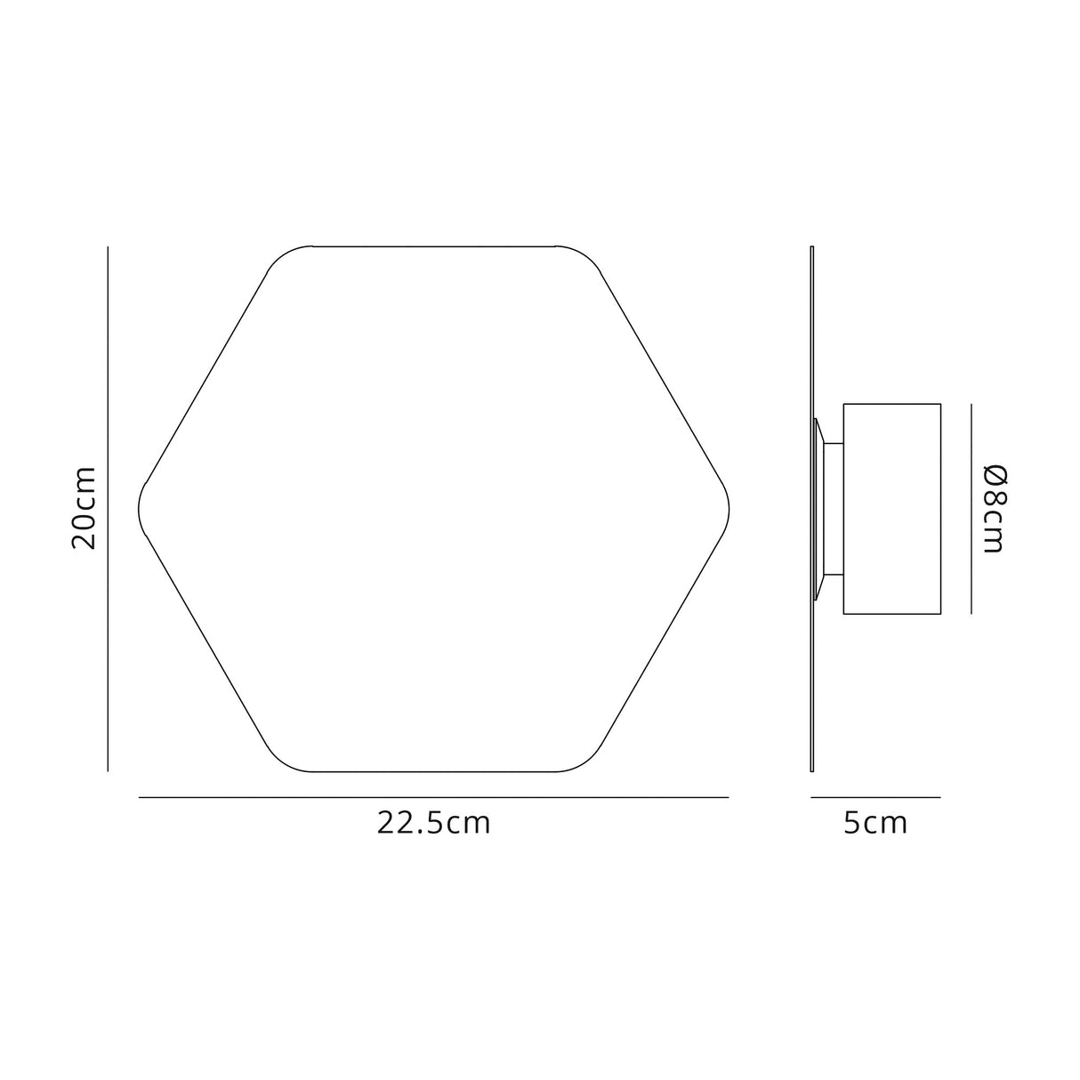 Proctor Magnetic Base Wall Lamp, 12W LED 3000K 498lm, 20cm Horizontal Hexagonal, Coffee