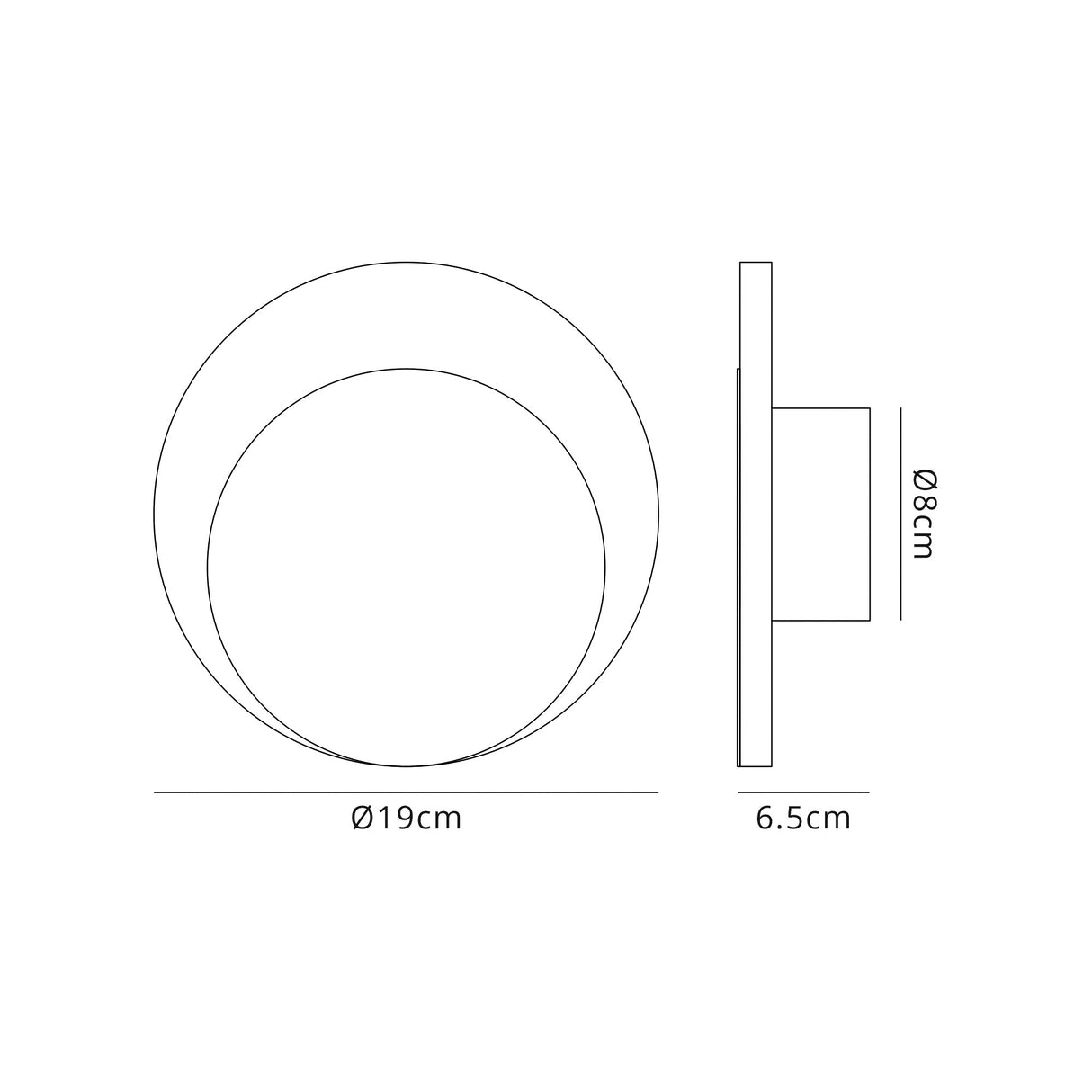 Proctor Magnetic Base Wall Lamp, 12W LED 3000K 498lm, 15/19cm Round Bottom Offset, Coffee/Acrylic Frosted Diffuser