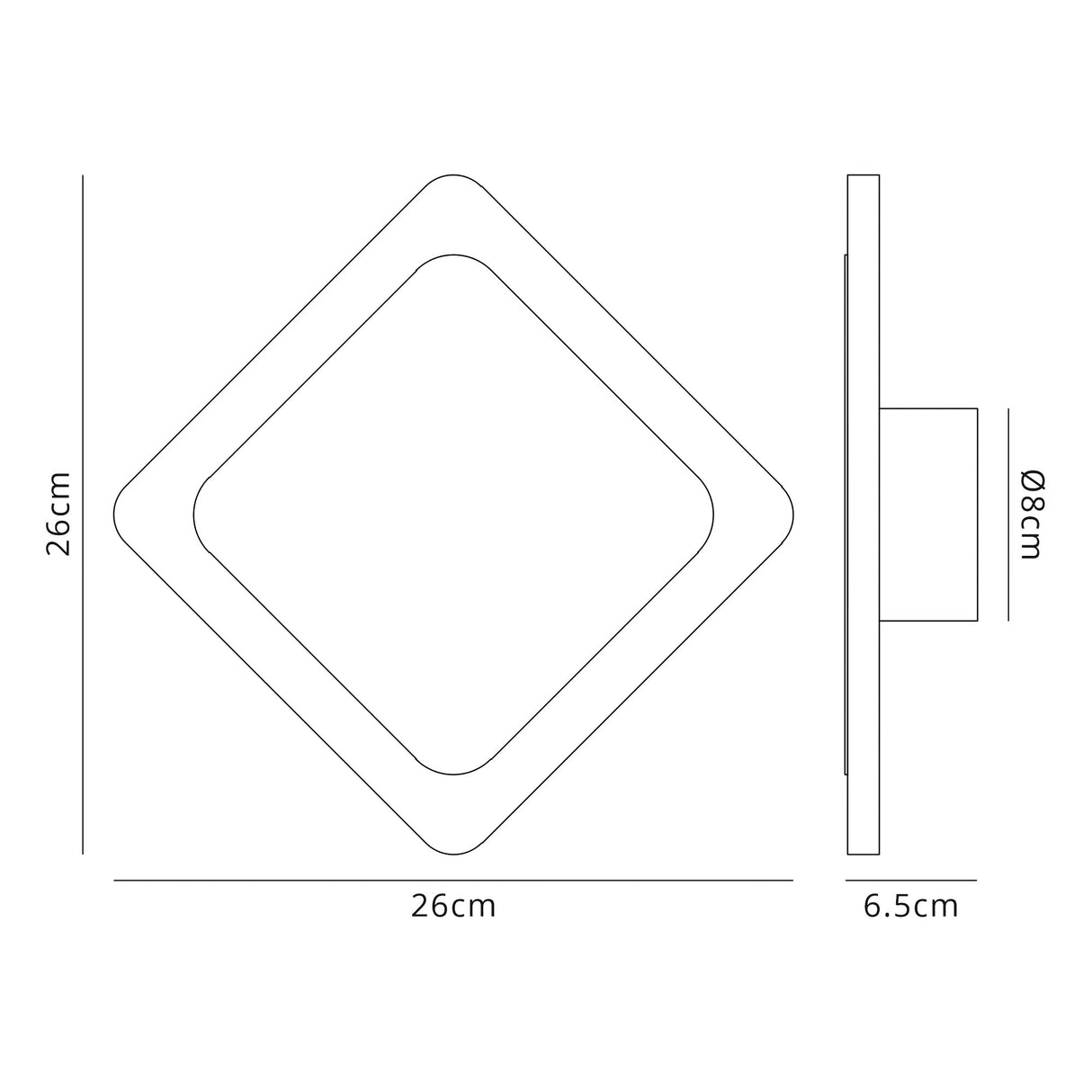 Proctor Magnetic Base Wall Lamp, 12W LED 3000K 498lm, 15/19cm Diamond Centre, Coffee/Acrylic Frosted Diffuser