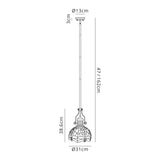 Hinnigan 1 Light Pendant E27 With 30cm Tiffany Shade, Antique Brass/Blue/Orange/Crystal