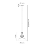 Munro Pendant With 38cm Flat Round Shade, 1 x E27, Antique Brass/Clear Glass
