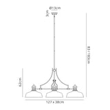 Munro Linear Pendant With 38cm Flat Round Shade, 3 x E27, Polished Nickel/Clear Glass