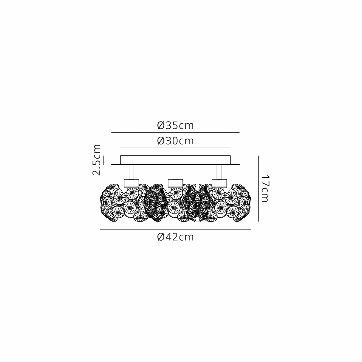 Byrne Round 3 Light G9 35cm Flush Light With Polished Chrome And Crystal Shade