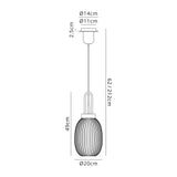 Allardyce 1 Light Pendant E27 With 20cm Almond Ribbed Glass, Opal Polished Nickel/Matt Black
