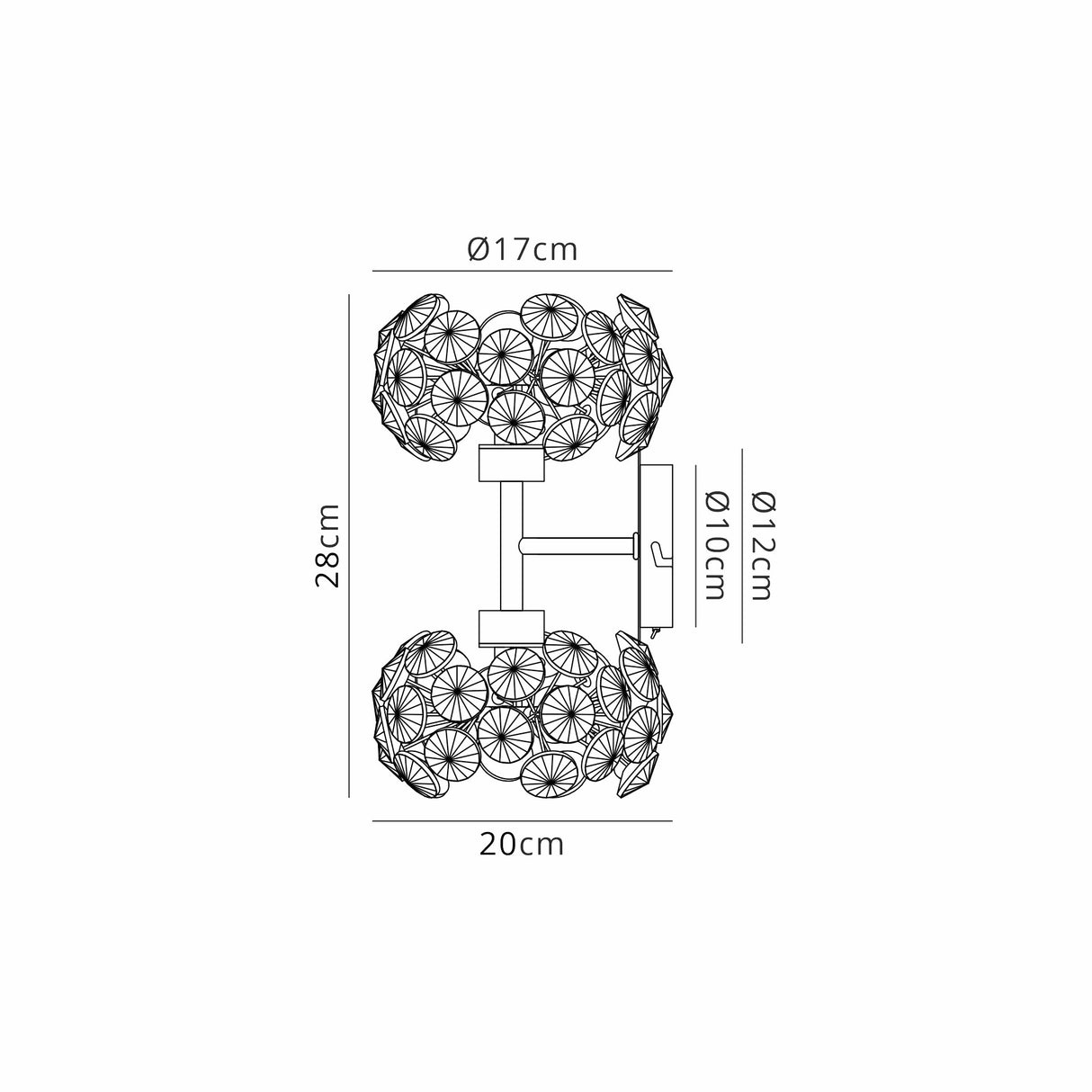 Byrne 2 Light G9 Switched Up/Down Wall Lamp With French Gold And Crystal Shade