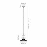 Munro 1 Light Pendant E27 With 30cm Round Glass Shade, Matt Black/Smoked