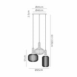 Allardyce 2m Round Pendant 3 Light E27 With Various Glasses, Polished Nickel / Smoked / Matt Black