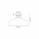 Holloway 1 Light Flush Ceiling E27 With Flat Round 38cm Glass Shade Matt Black/Clear