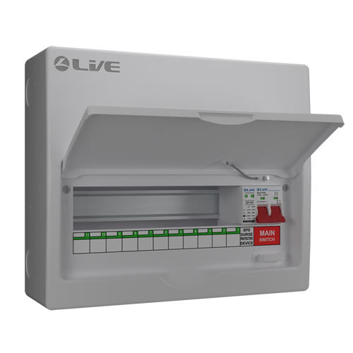 Live Electrical 14-Way Metal 100A Main Switch DP SPD