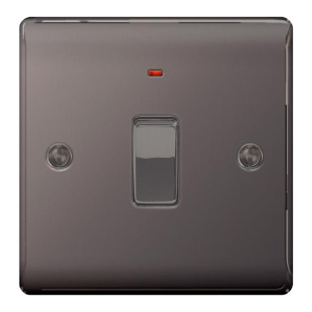 BG NBN31-01 Nexus Metal Black Nickel, 20A Double Pole Switch With LED Indicator