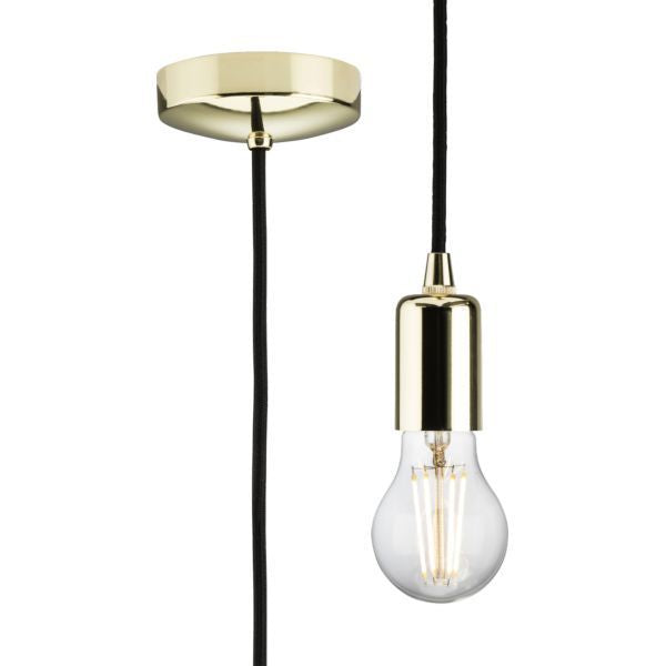 Knightsbridge 8270LPB Polished Brass 80W Max 1800mm Adjustable LED E27 Contemporary Pendant Set