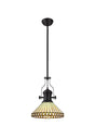 Wearne 1 Light Pendant E27 With 30cm Tiffany Shade, Matt Black/Amber/Cream/Crystal