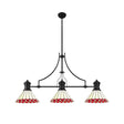 Williams 3 Light Linear Pendant E27 With 30cm Tiffany Shade, Matt Black, Red, Cream, Crystal