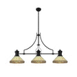 Wearne 3 Light Linear Pendant E27 With 30cm Tiffany Shade, Matt Black, Amber, Cream, Crystal