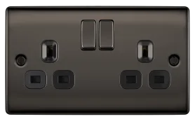 BG  Nexus Metal, 13A Double Switched Socket in VARIOUS COLOURS